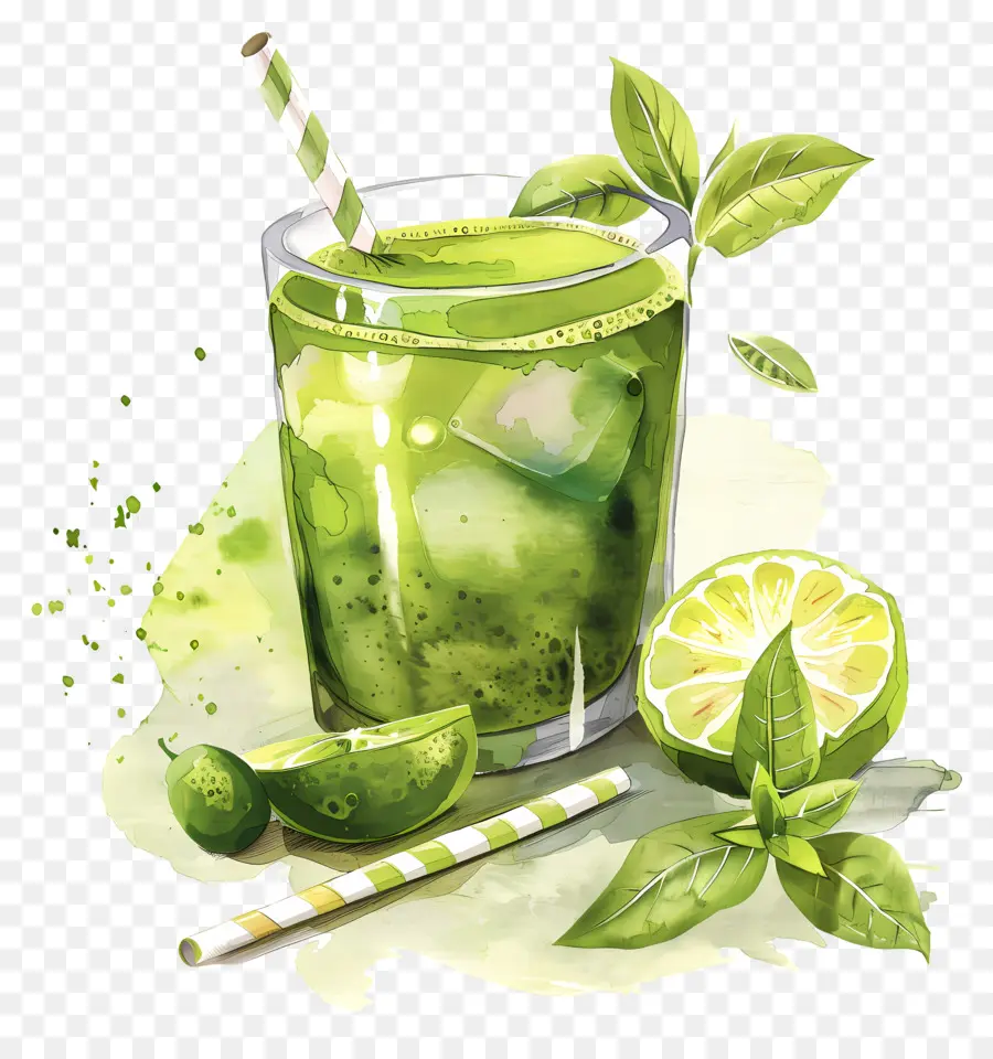 Boisson Au Matcha，Boisson Verte PNG