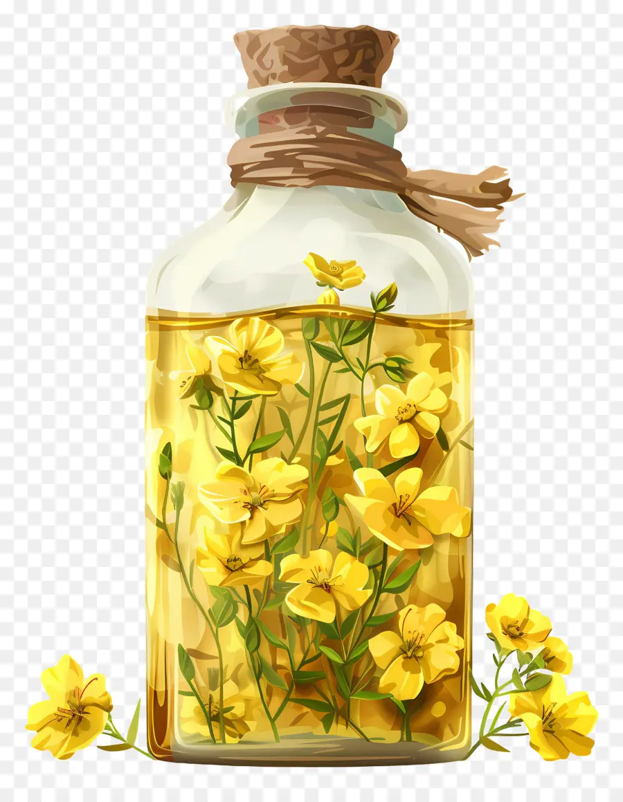 Huile De Canola，Bouteille à Fleurs Jaunes PNG