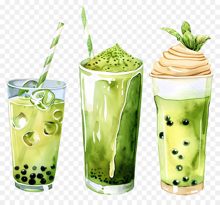 Boisson Au Matcha，Smoothies Verts PNG