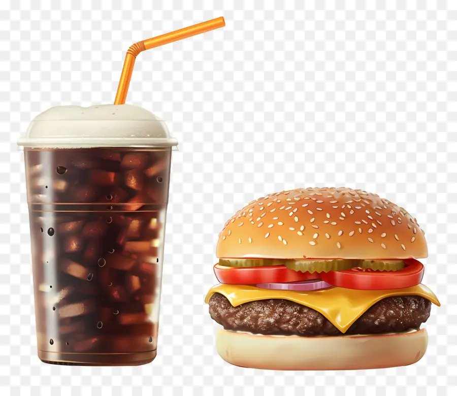 Burger Coca Cola，Hamburger Et Boisson PNG