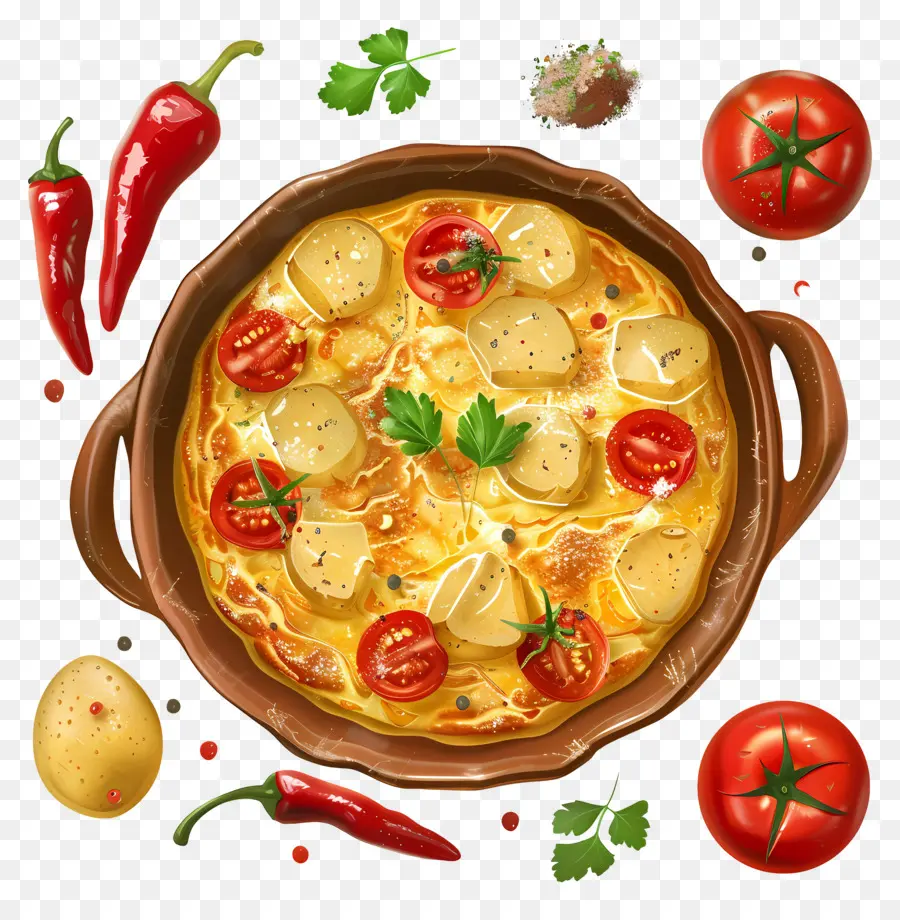 Omelette Espagnole，Pizza Aux Légumes PNG