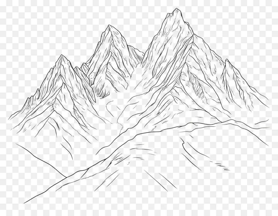 Aperçu De La Montagne，Dessin Au Trait De Montagne PNG