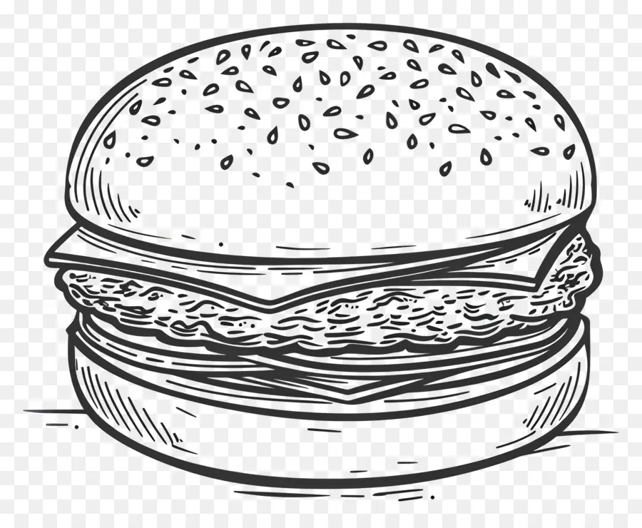 Aperçu Du Hamburger，Croquis De Hamburger PNG