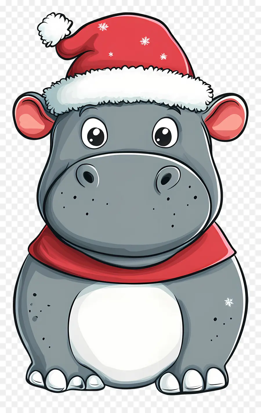 Hippopotame De Noël，Hippopotame De Dessin Animé Avec Bonnet De Noel PNG