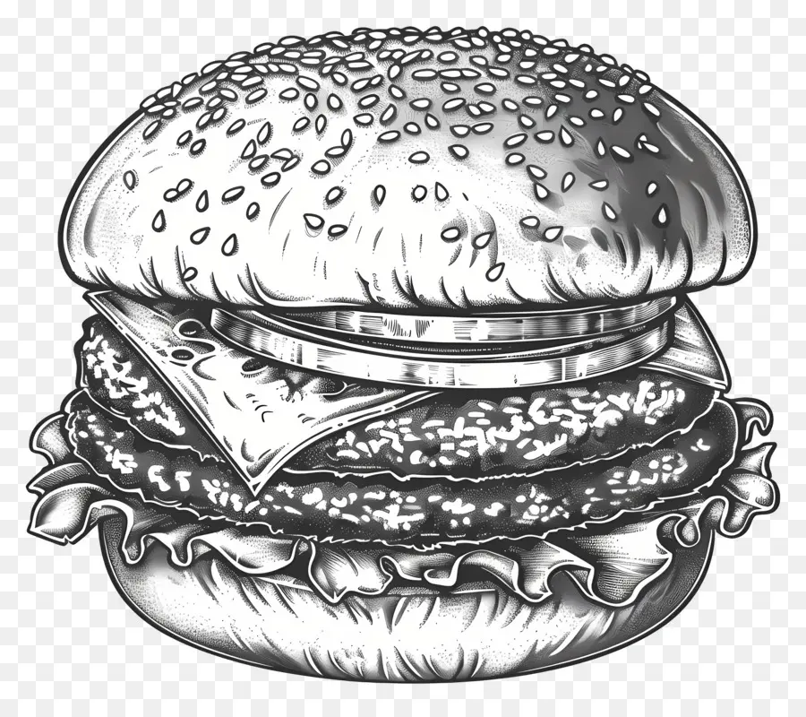 Aperçu Du Hamburger，Croquis De Hamburger PNG