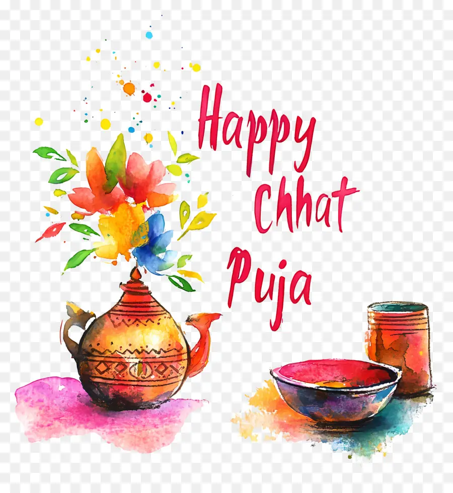 Joyeux Chat Puja，Chhath Puja Aquarelle PNG