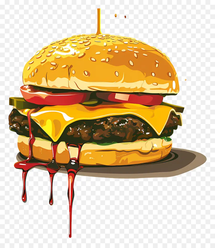 Burger Juteux，Burger Coloré PNG