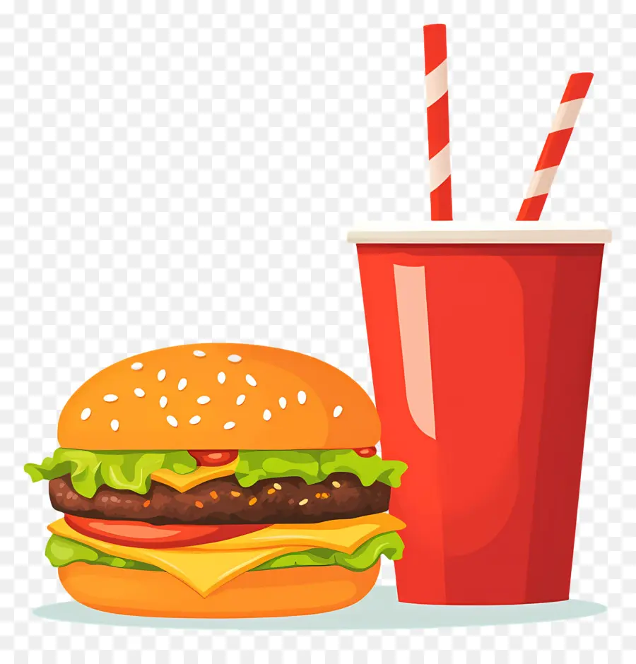 Burger Coca Cola，Burger Et Boisson PNG