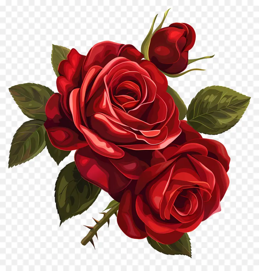 Rose Rouge，Feuilles PNG