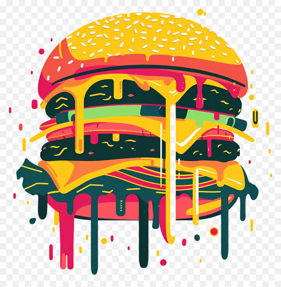 Burger Juteux，Burger Coloré PNG