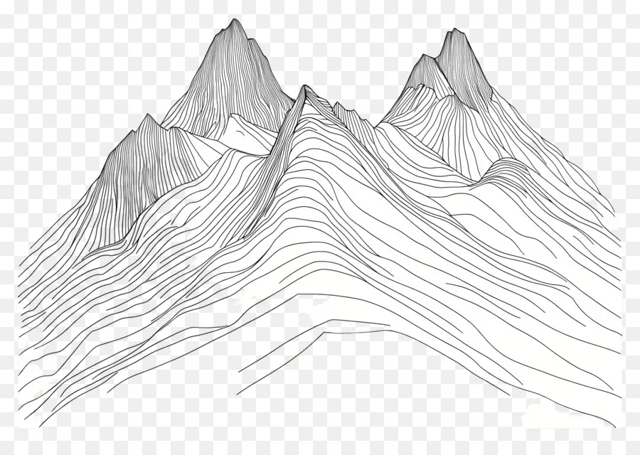 Aperçu De La Montagne，Dessin Au Trait De Montagne PNG