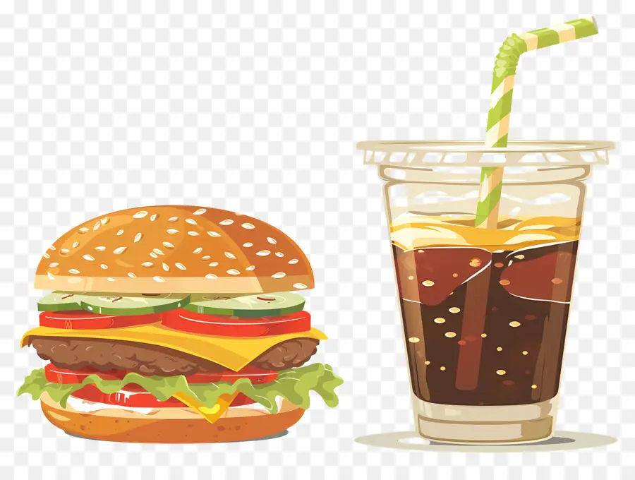 Burger Coca Cola，Burger Et Boisson PNG