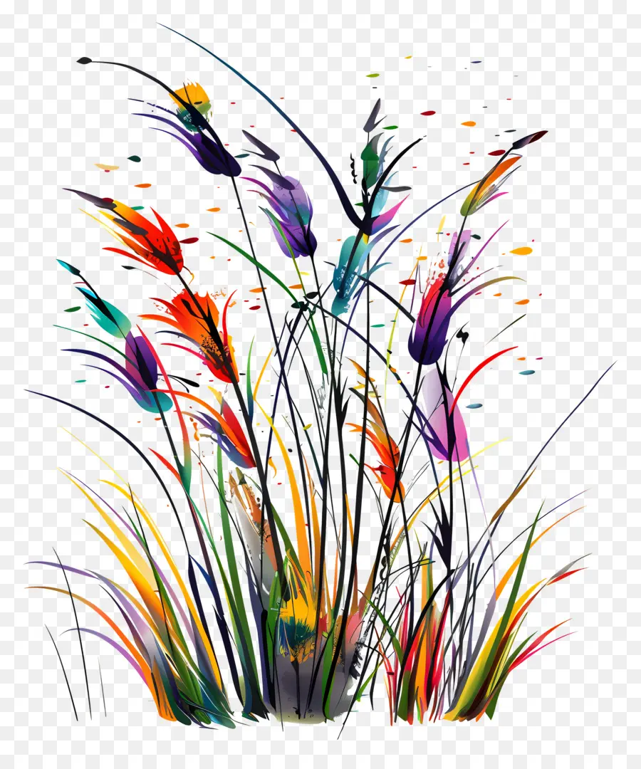 Fleur D'herbe，Fleurs Abstraites Colorées PNG