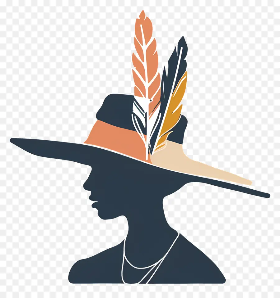 Logo De Fille，Silhouette Avec Chapeau PNG