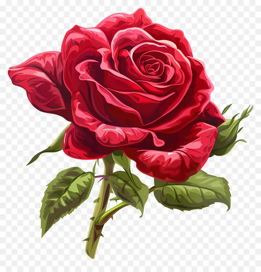 Rose Rouge，Feuilles PNG