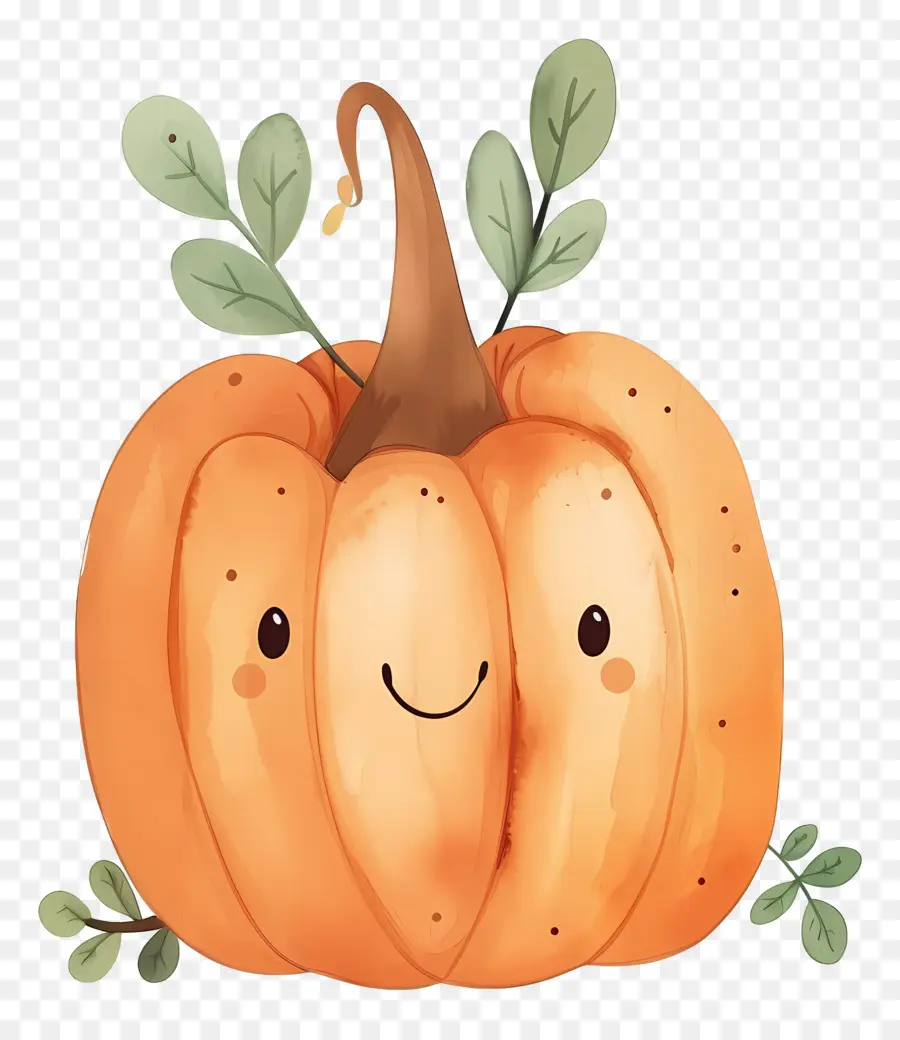 Citrouille Aquarelle，Citrouille Souriante PNG