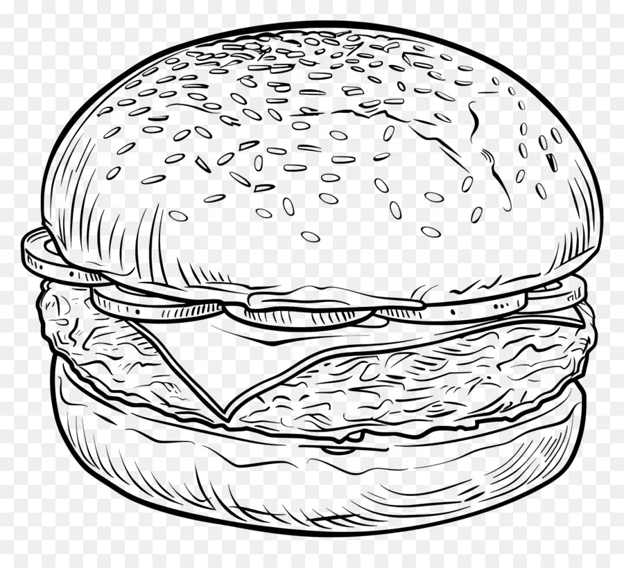 Aperçu Du Hamburger，Croquis De Hamburger PNG