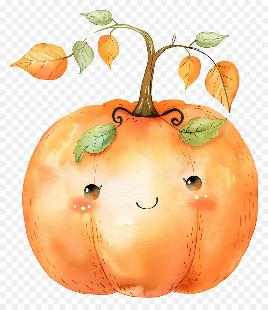 Citrouille Aquarelle，Citrouille Souriante PNG