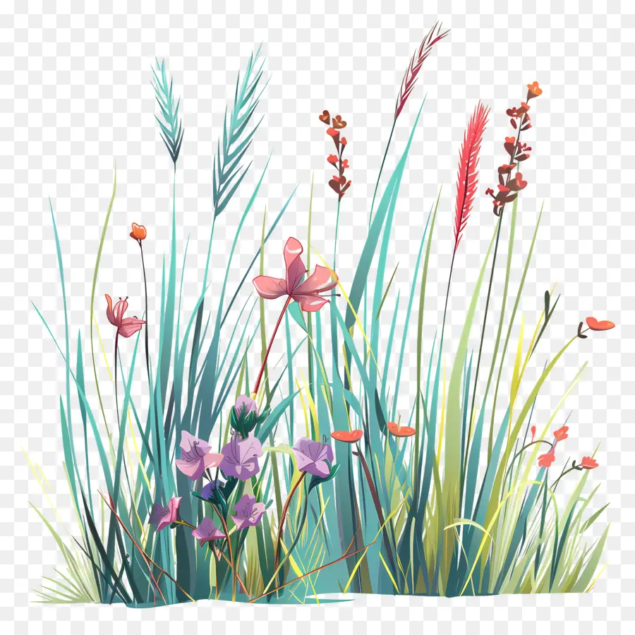 Fleur D'herbe，Fleurs Sauvages Et Herbe PNG