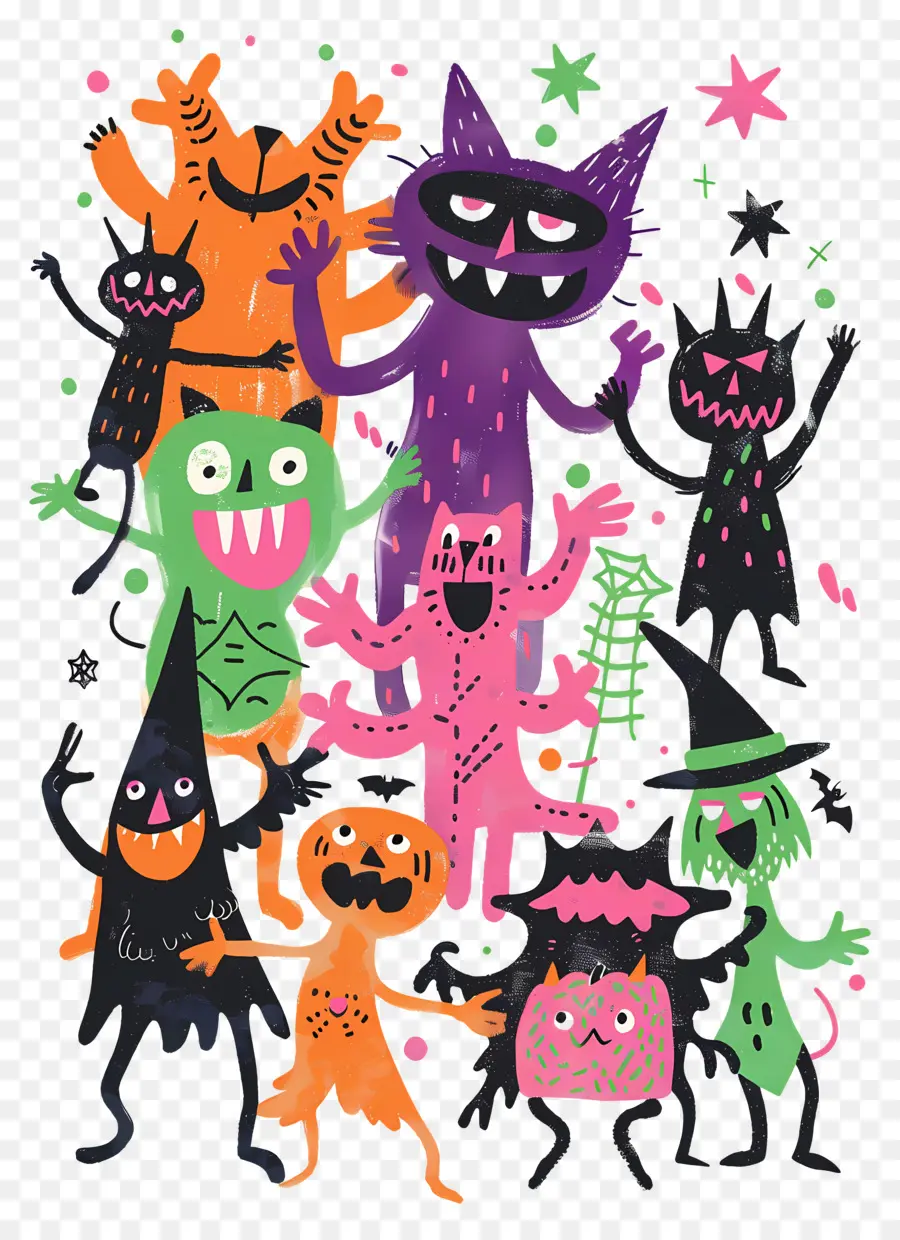 Monstres De Dessins Animés，Monstres D'halloween PNG