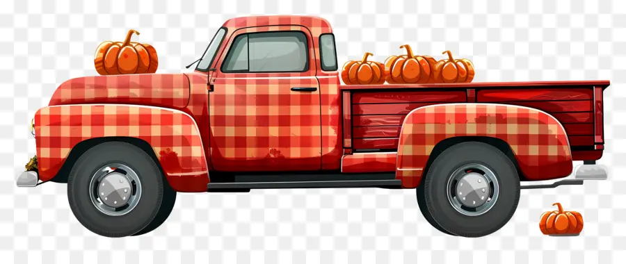 Camion Citrouille，Camion Orange Avec Des Citrouilles PNG