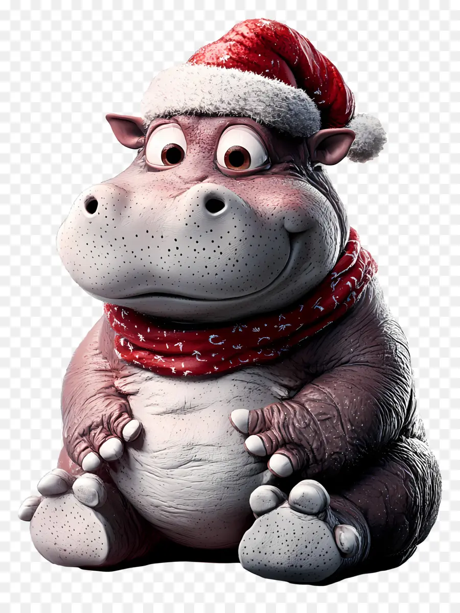 Hippopotame De Noël，Hippopotame En Bonnet De Noel PNG