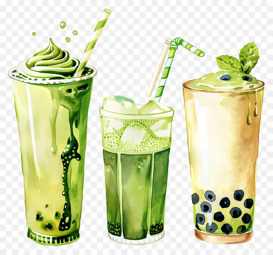 Boisson Au Matcha，Smoothies Verts PNG