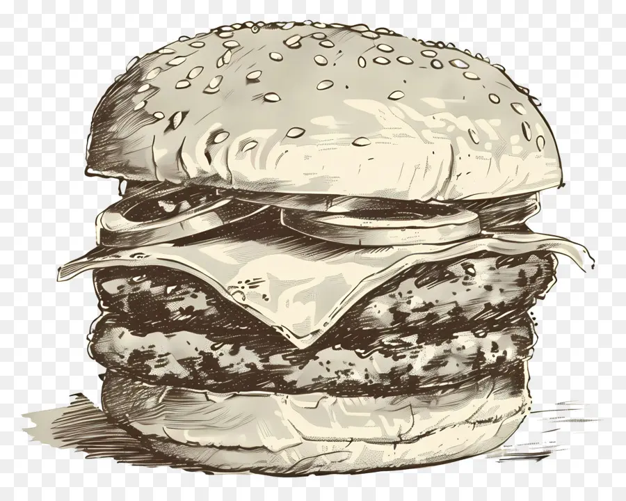 Aperçu Du Hamburger，Burger De Croquis PNG