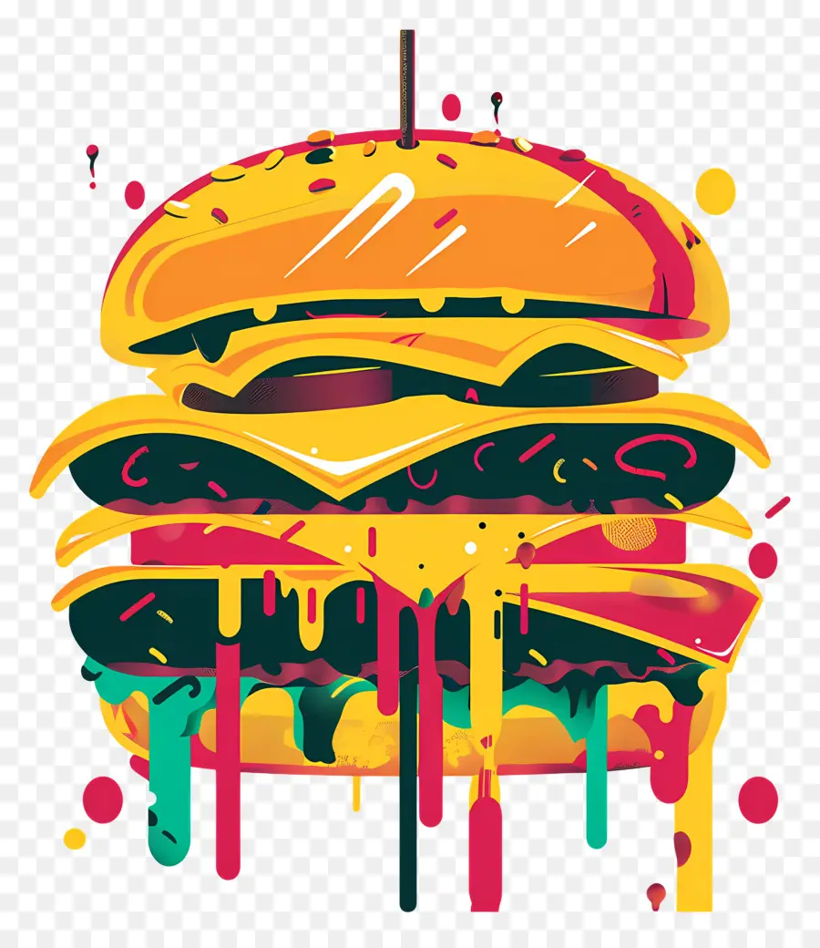 Burger Juteux，Burger Coloré PNG