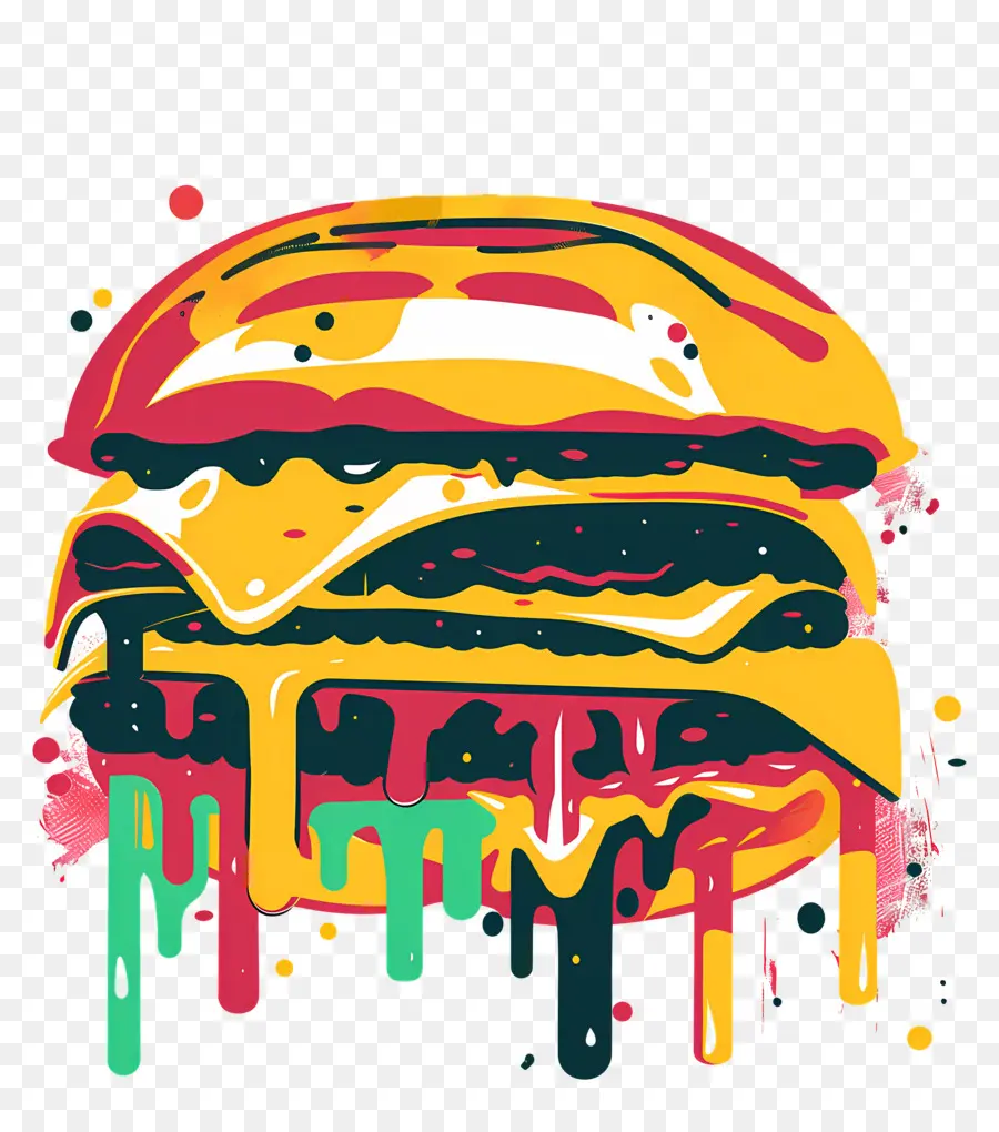 Burger Juteux，Burger Coloré PNG