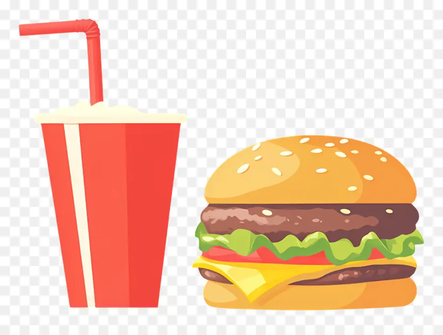 Burger Coca Cola，Burger Et Boisson PNG