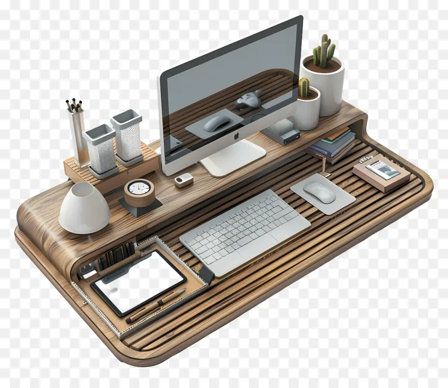 Vue Du Dessus Du Bureau，Bureau En Bois PNG