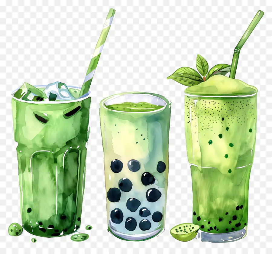 Boisson Au Matcha，Smoothies Verts PNG