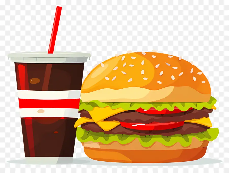 Burger Coca Cola，Burger Et Frites PNG