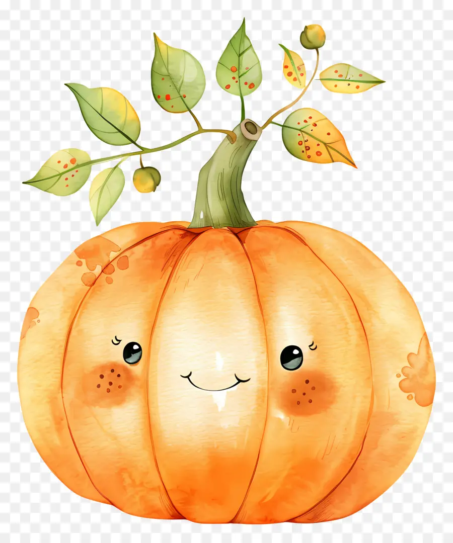 Citrouille Aquarelle，Citrouille Souriante PNG