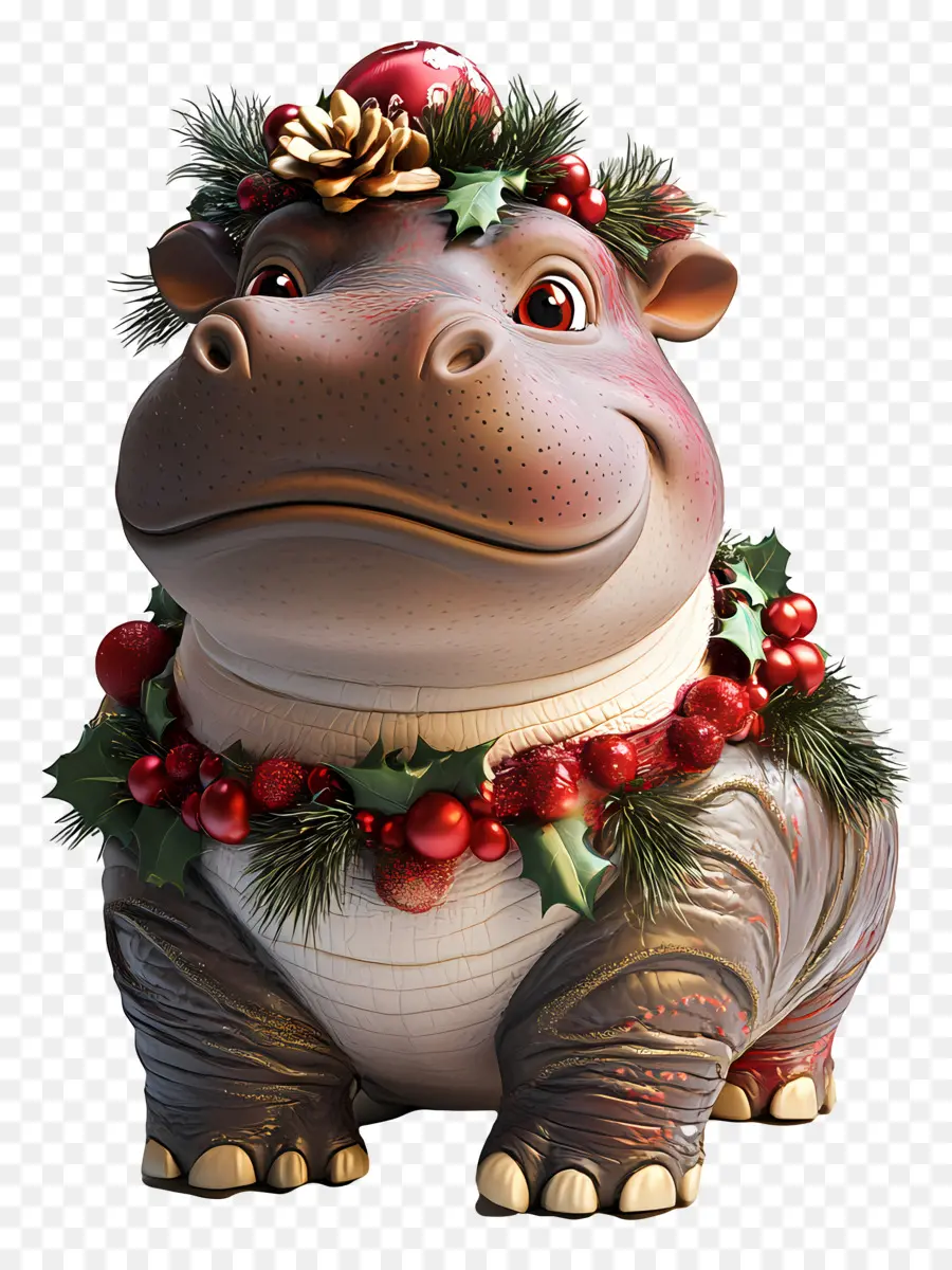 Hippopotame De Noël，Hippopotame Festif PNG