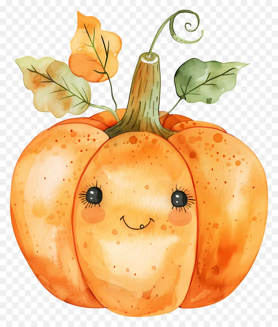 Citrouille Aquarelle，Citrouille Souriante PNG