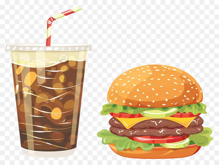 Burger Coca Cola，Hamburger Et Boisson PNG