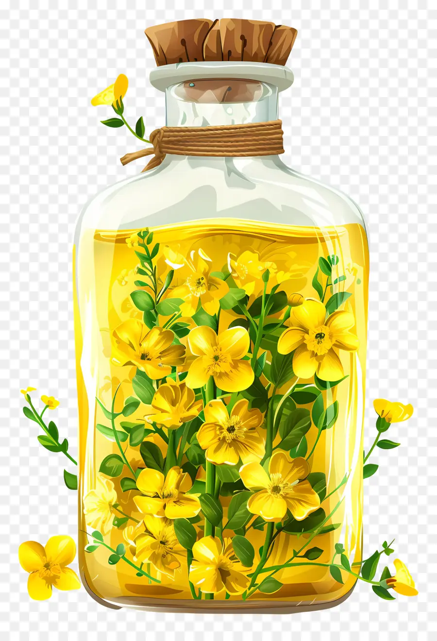 Huile De Canola，Bouteille à Fleurs Jaunes PNG