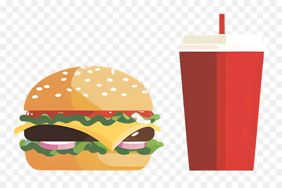 Burger Coca Cola，Burger Et Frites PNG