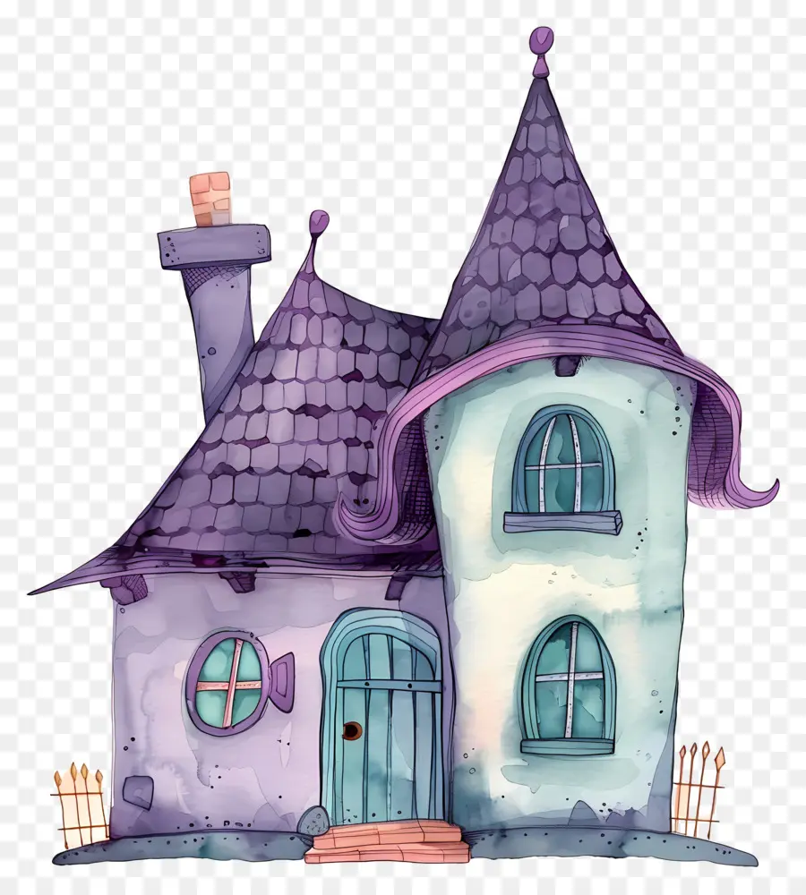 Maison Hantée Aquarelle，Maison De Dessin Animé PNG