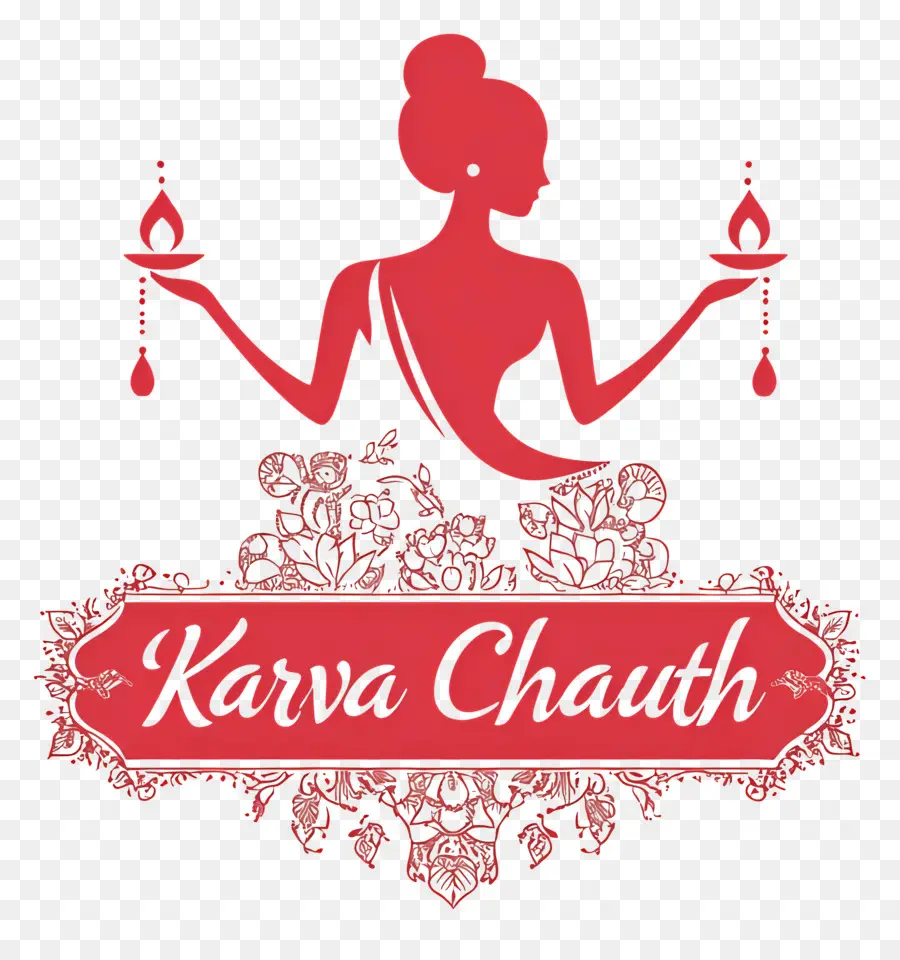 Karva Chauth，Silhouette Avec Lampes PNG