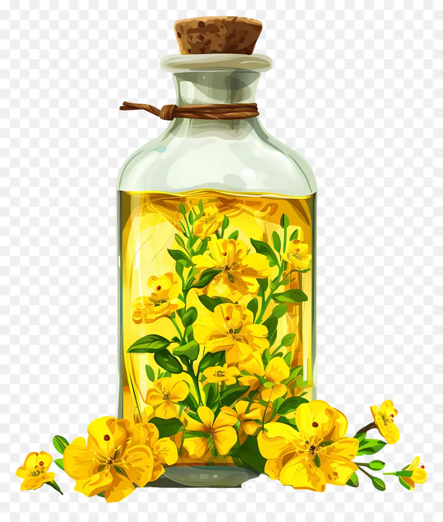 Huile De Canola，Bouteille à Fleurs Jaunes PNG