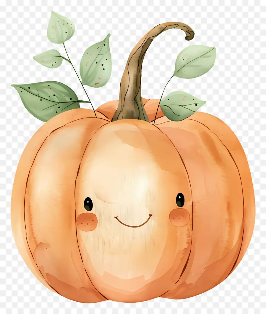 Citrouille Aquarelle，Citrouille Souriante PNG