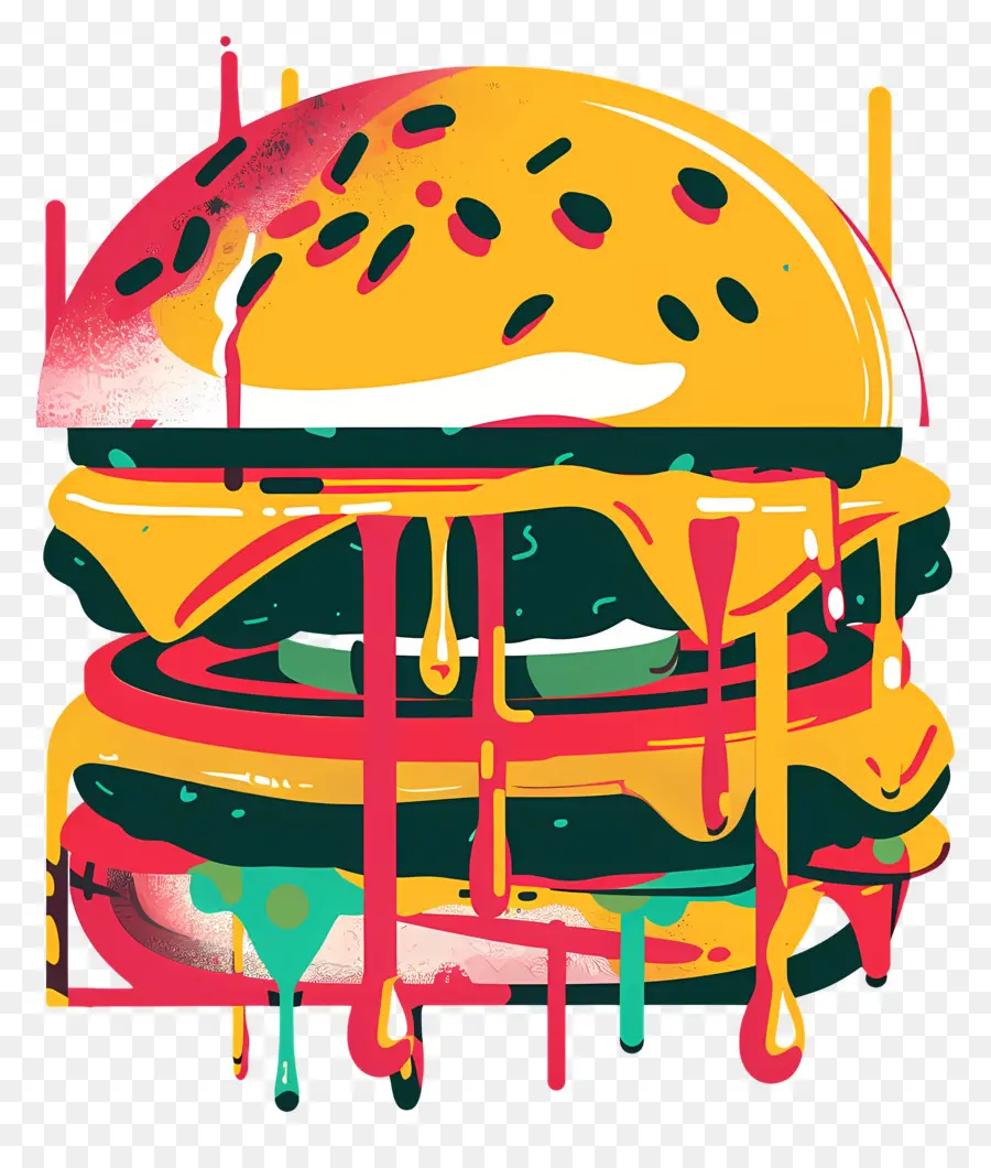 Burger Juteux，Burger Coloré PNG