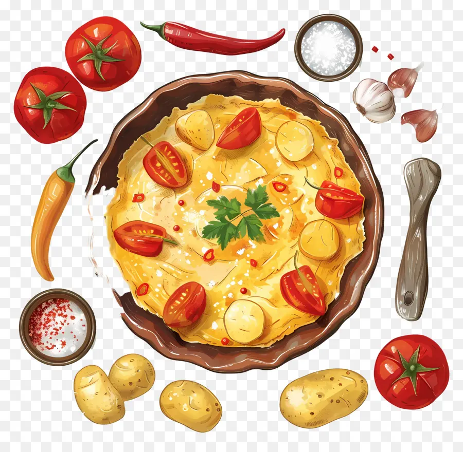 Omelette Espagnole，Pizza Aux Légumes PNG