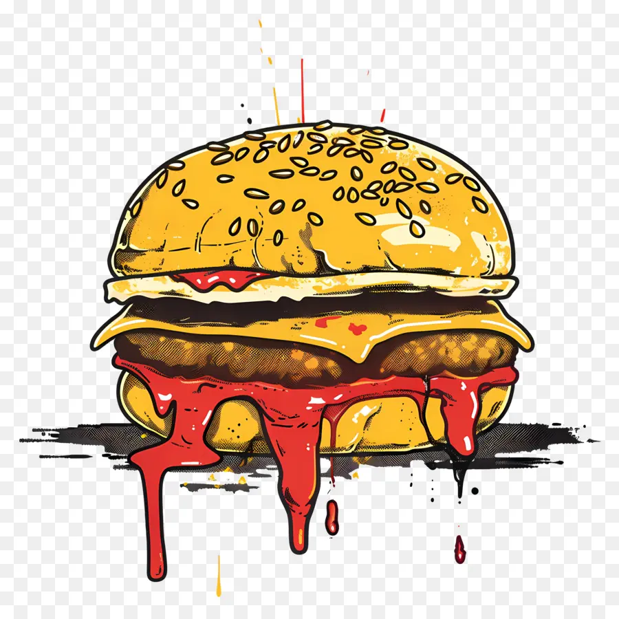 Burger Juteux，Burger Coloré PNG