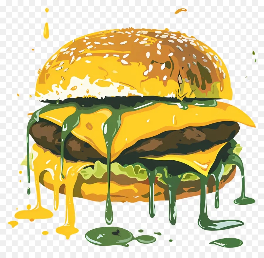 Burger Juteux，Burger Coloré PNG