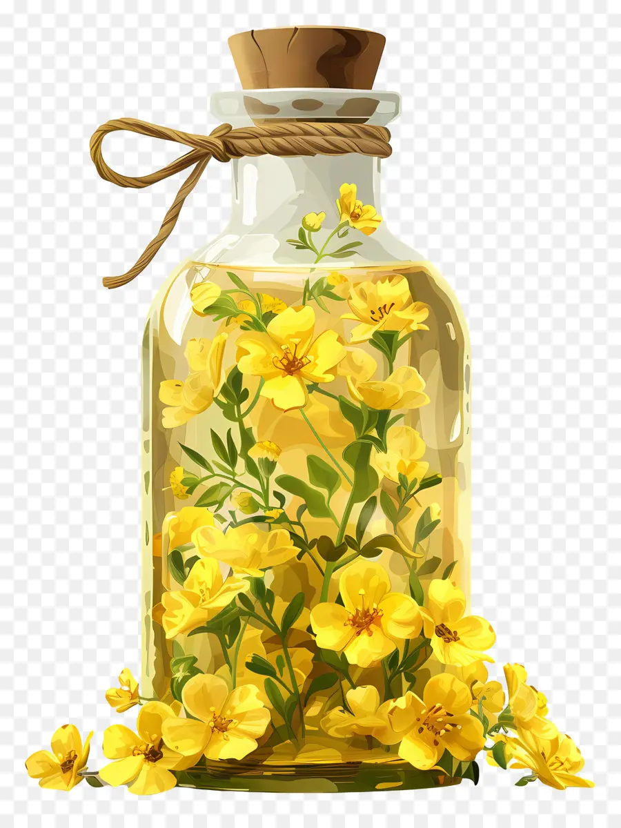 Huile De Canola，Bouteille à Fleurs Jaunes PNG