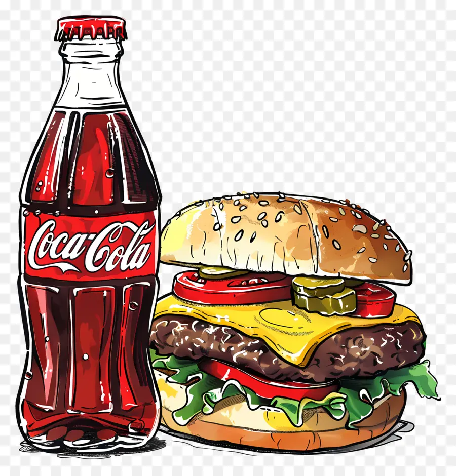 Burger Coca Cola，Coca Cola Et Burger PNG